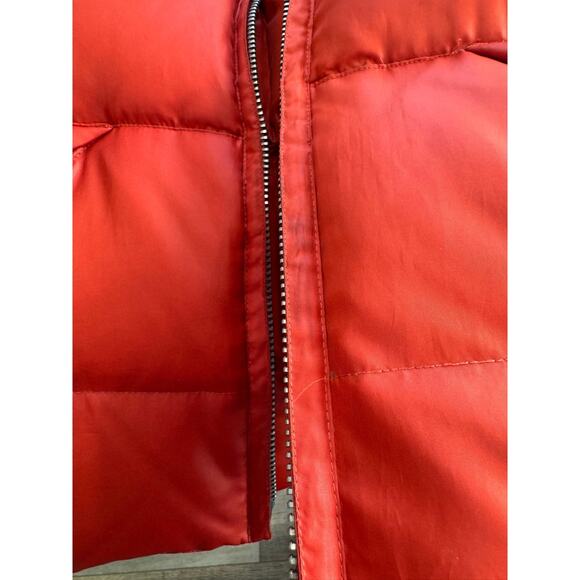 Vintage Y2K Lucky Brand Down Puffer‎ Jacket Orange Red Size Large Coat - Picture 10 of 11